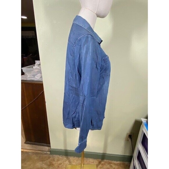 Tommy Hilfiger Womens Sz M Blue Chambray Button-Up Casual Long Sleeve Shirt - Picture 8 of 11